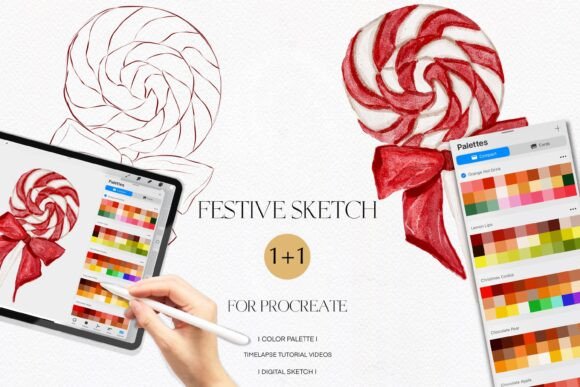 Bow Lollipop Sketch & Color Palette: A Fun Way to Practice Art