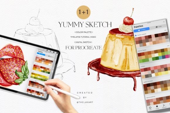 Cherry Pudding Sketch & Color Palette: Practice Art Techniques