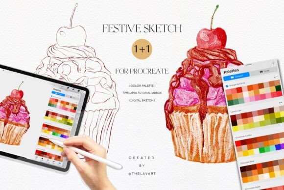 Chocolate Cupcake Sketch & Color Palette: A Sweet Procreate Resource