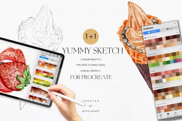 Creamy Ice Cream Sketch & Color Palette: A Sweet Treat for Digital Artists