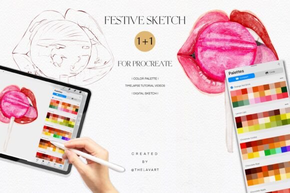 Discover the Lollipop Kiss Sketch & Color Palette for Procreate