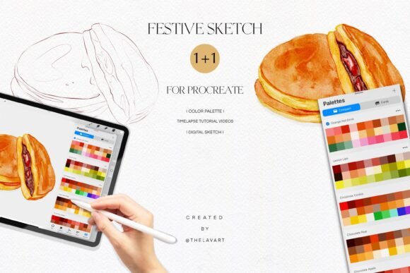 Dorayaki Cake Sketch & Color Palette: A Sweet Procreate Project