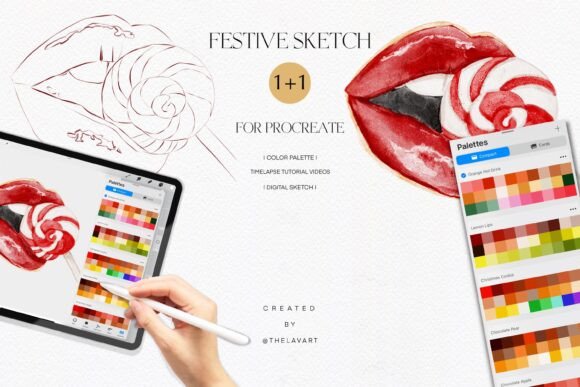 Lips Lollipop Sketch & Color Palette: A Creative Tool for Artistic Practice