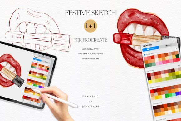 Lipstick Lips Sketch & Color Palette: Practice Art with Style