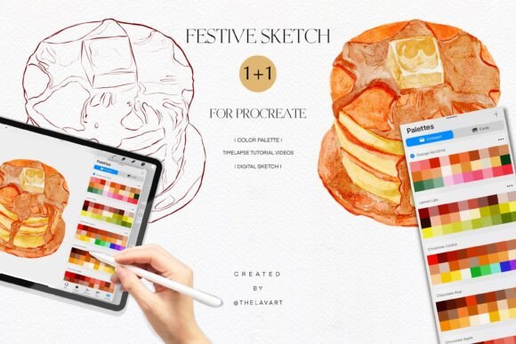Pancakes Sketch & Color Palette: Fun Art Practice for Procreate