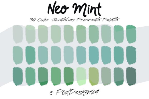 Procreate Color Palette Neo Mint: 30 Fresh Colors for Digital Art