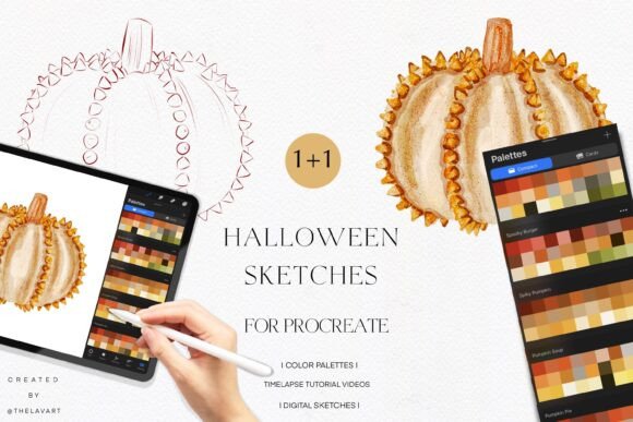 Spiky Pumpkin Sketch & Color Palette: Unleash Your Halloween Creativity