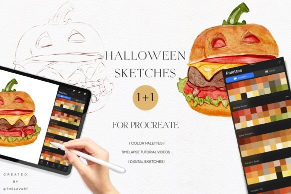 Spooky Burger Sketch & Color Palette: Procreate Practice